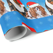 Two Santa Cavalier King Charles Spaniels Paper Geschenkpapier (Rolleneckpunkt)
