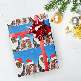 Two Santa Cavalier King Charles Spaniels Paper Geschenkpapier