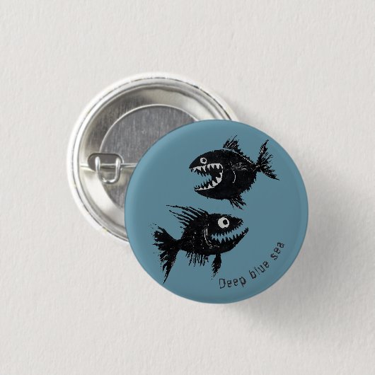 Two scary fish, personalized button (Vorne & Hinten)