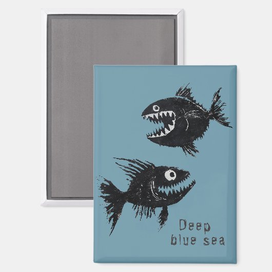 Two scary fish, personalized magnet (Vorderseite/Rückseite)