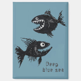 Two scary fish, personalized magnet