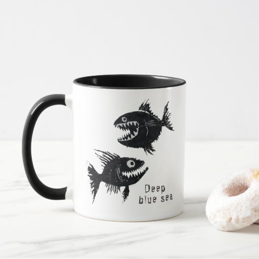 Two scary fish, personalized tasse (Mit Donut)