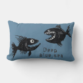 Two scary fish, tattoo style, personalized lendenkissen