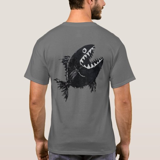 Two scary fish, tattoo style, personalized T-Shirt (Rückseite)