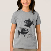 Two scary fish, tattoo style, personalized Tri-Blend shirt (Vorderseite)