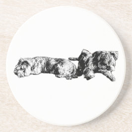 Two Schnauzers – Ink Art Dog Coaster Getränkeuntersetzer