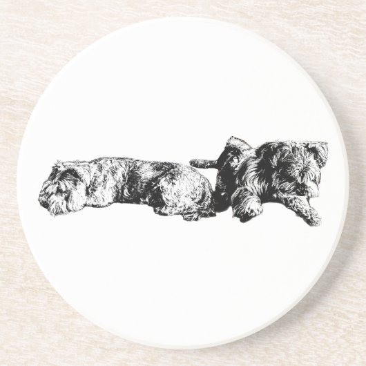 Two Schnauzers – Ink Art Dog Coaster Getränkeuntersetzer (Vorne)