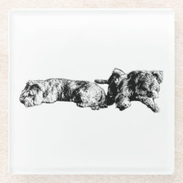 Two Schnauzers – Ink Art Dog Coaster Glasuntersetzer