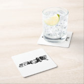 Two Schnauzers – Ink Art Dog Coaster Rechteckiger Pappuntersetzer (Vor Ort)