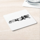 Two Schnauzers – Ink Art Dog Coaster Rechteckiger Pappuntersetzer (angewinkelt)
