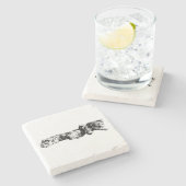 Two Schnauzers – Ink Art Dog Coaster Steinuntersetzer (Seitenansicht)