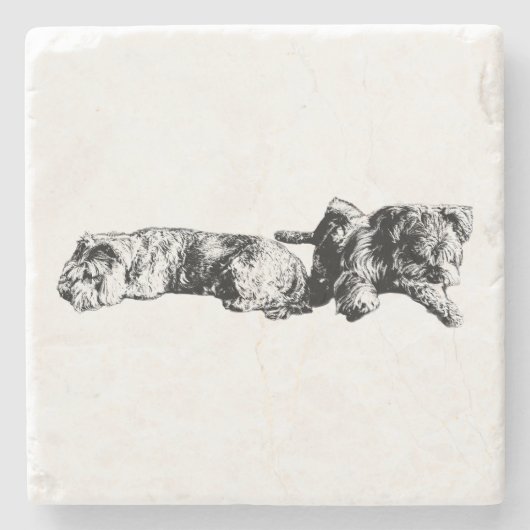 Two Schnauzers – Ink Art Dog Coaster Steinuntersetzer (Vorderseite)