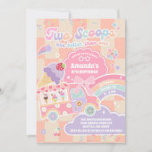 Two Scoop Eiscreme Groovy Daisy 2. Geburtstag Einladung (Vorderseite)