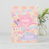 Two Scoop Eiscreme Groovy Daisy 2. Geburtstag Einladung (Stehend Vorderseite)