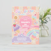 Two Scoop Eiscreme Groovy Daisy 2. Geburtstag Einladung (Stehend Vorderseite)
