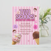 Two Scoops are Better Than One Ice Cream Birthday Einladung (Stehend Vorderseite)