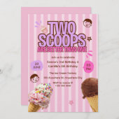 Two Scoops are Better Than One Ice Cream Birthday Einladung (Vorne/Hinten)