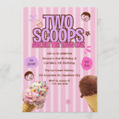 Two Scoops are Better Than One Ice Cream Birthday Einladung (Vorderseite)
