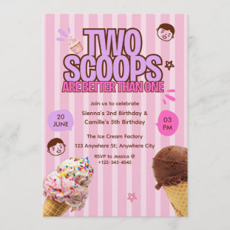 Two Scoops are Better Than One Ice Cream Birthday Einladung
