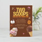 Two Scoops are Better Than One Ice Cream Birthday Einladung (Stehend Vorderseite)