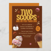 Two Scoops are Better Than One Ice Cream Birthday  Einladung (Vorne/Hinten)