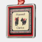 Two Scottie Dog, Scottish Terrier Personalize Silbernes Ornament (Links)