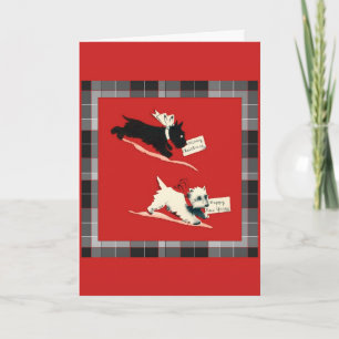 Two Scottish Terrier Scotty Dog Christmas Cards Feiertagskarte