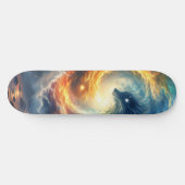 Two sea monsters chase each other, fantasy  skateboard (Horizontal)