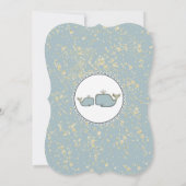 Two Sea Whales Blue & Gold Boutique Baby Dusche Einladung (Rückseite)