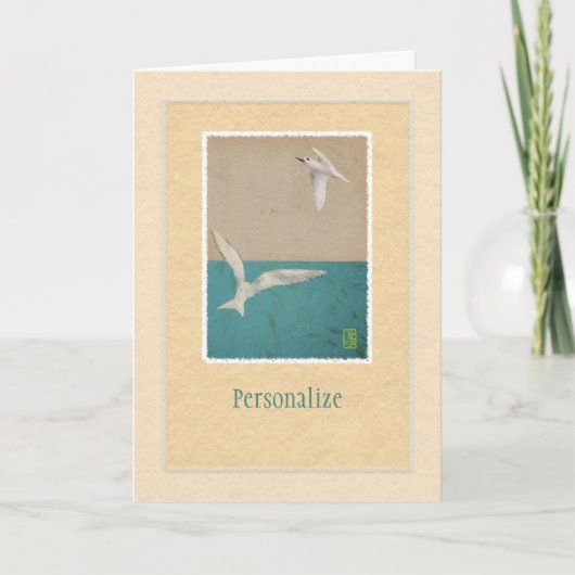 Two Seagulls Paper Art Personalize Greeting Card Karte (Vorderseite)