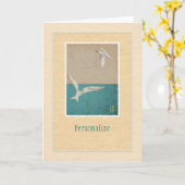 Two Seagulls Paper Art Personalize Greeting Card Karte (Gelbe Blume)