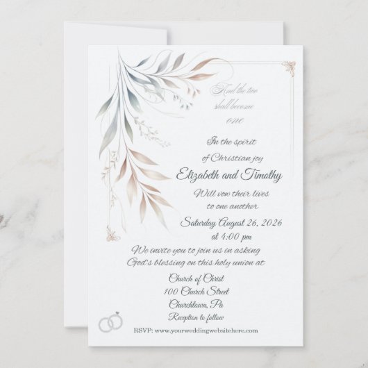 Two Shall Become One Christian Wedding Invitation Einladung (Vorderseite)