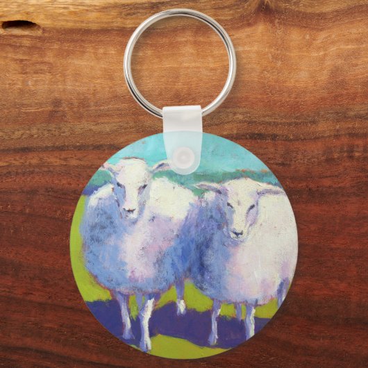 Two Sheep In Field Schlüsselanhänger (Vorderseite)