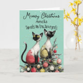 Two Siamese Cats on Christmas Tree Christmas Card Karte (Gelbe Blume)
