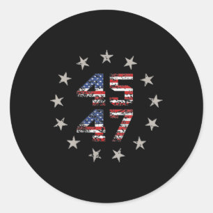 Two Side 45 47 Trump 2024 American Flag (auf der R Runder Aufkleber