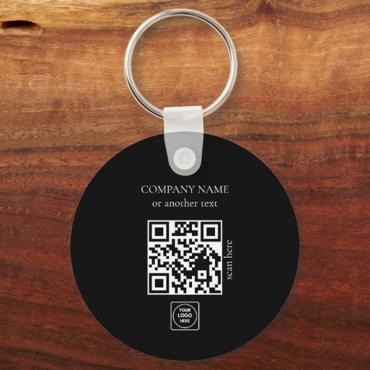 Two Sided Logo QR Code Black Business Keychains Schlüsselanhänger (Rückseite)