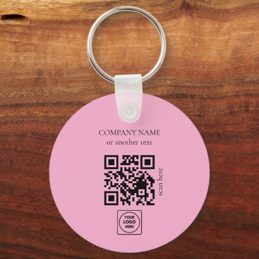 Two Sided Logo QR Code Blush Pink Keychains Schlüsselanhänger (Rückseite)