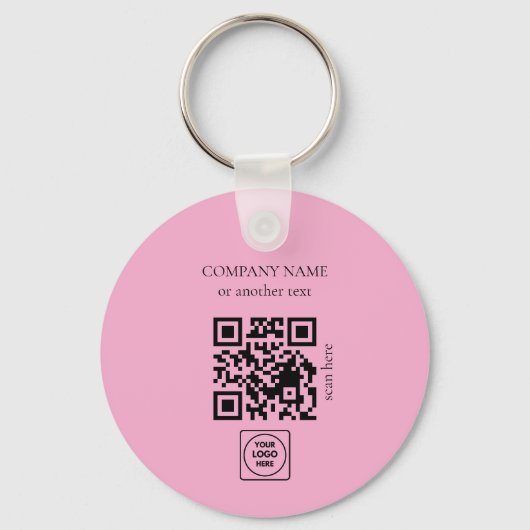 Two Sided Logo QR Code Blush Pink Keychains Schlüsselanhänger (Rückseite)