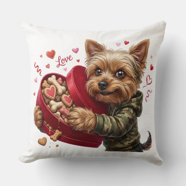 Two-Sided Yorkie Valentine Pillow | Love & Rebel Kissen (Vorderseite)