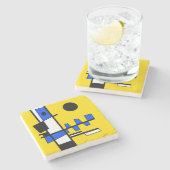 Two Sides Of Ethnicity Yellow Blue Black White Steinuntersetzer (Seitenansicht)