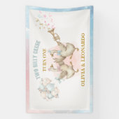 Two Silly Geese Boy & Girl Twins Birthday Banner (Vertikal)