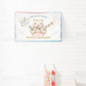 Two Silly Geese Boy & Girl Twins Birthday Banner (InSitu)