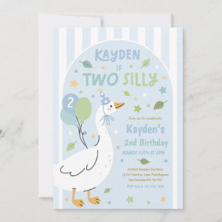 Two Silly Goose 2nd Birthday Party Spring Birthday Einladung