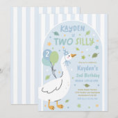 Two Silly Goose 2nd Birthday Party Spring Birthday Einladung (Vorne/Hinten)