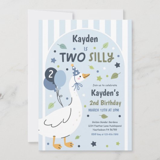 Two Silly Goose 2nd Birthday Party Spring Birthday Einladung (Vorderseite)