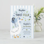 Two Silly Goose 2nd Birthday Party Spring Birthday Einladung (Stehend Vorderseite)