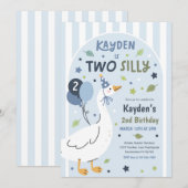 Two Silly Goose 2nd Birthday Party Spring Birthday Einladung (Vorne/Hinten)