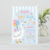Two Silly Goose 2nd Birthday Party Spring Birthday Einladung (Stehend Vorderseite)
