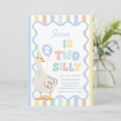 Two Silly Goose 2nd Birthday Party Spring Birthday Einladung (Stehend Vorderseite)