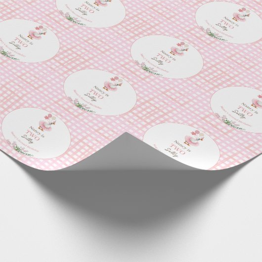 Two Silly Goose 2nd Birthday Pink Geschenkpapier (Ecke)